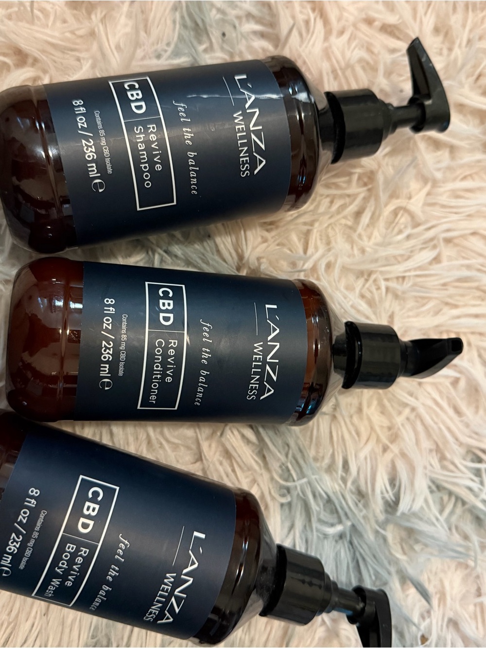 L'ANZA Wellness CBD Revive Cleanser & Conditioner Set - Deep Blue Bottles